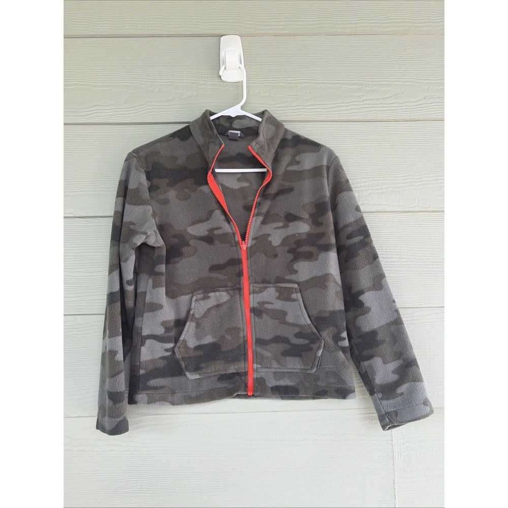 Eddie Bauer Gray Camo Camouflage Full Zip Fleece Jacket Unisex Kid Medium 10-12